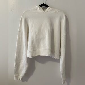 Re/Done White Cropped Oversized Hoodie
